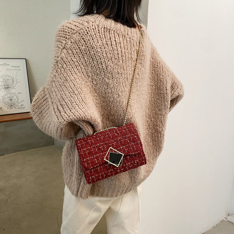 Fashion Chain Woolen Shoulder Messenger Bag