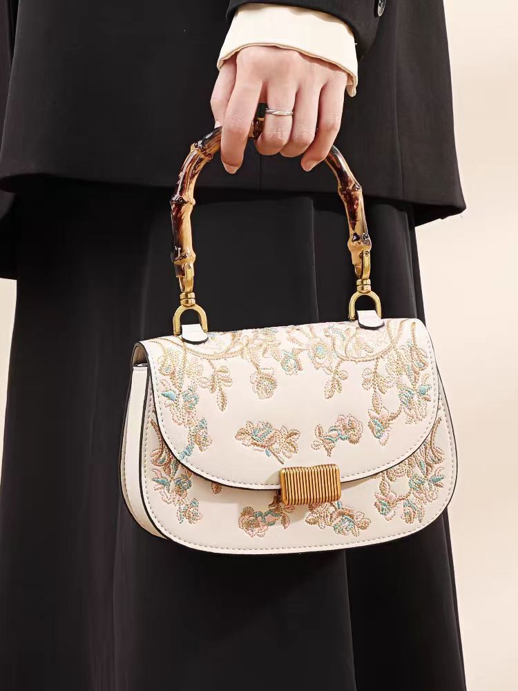 Bamboo Joint Portable New Chinese Style Chinese Style Embroidery Women's Cross-body Bag